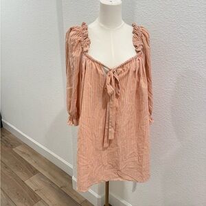 Rumored Darling Orange Striped Cotton Mini Dress size medium NWT